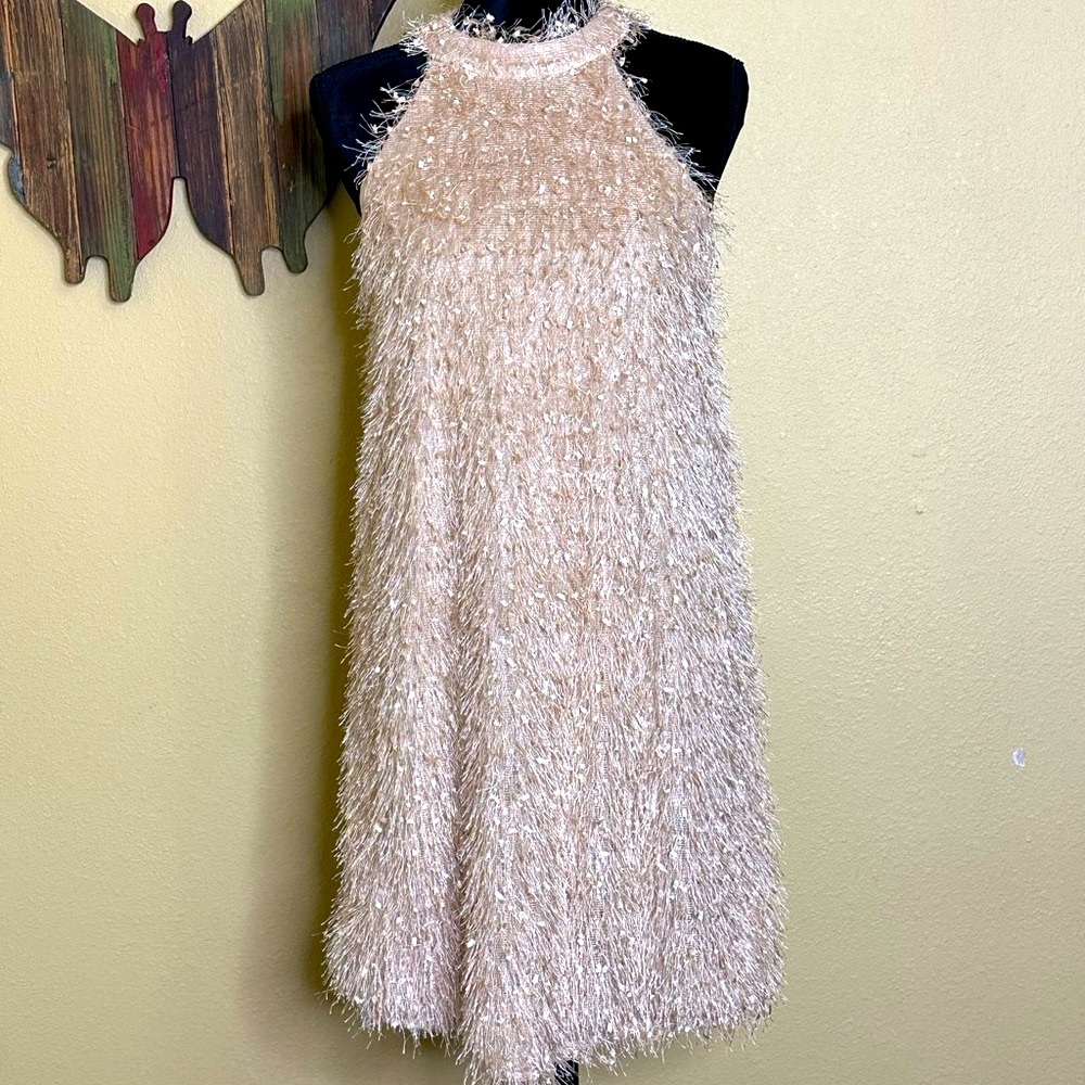 SHEIN Elegant Beige Halter Dress